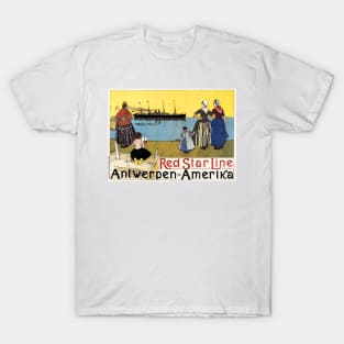 Antwerpen Amerika RED STAR LINE by Henri Cassiers c1899 Vintage Travel Wall Art T-Shirt